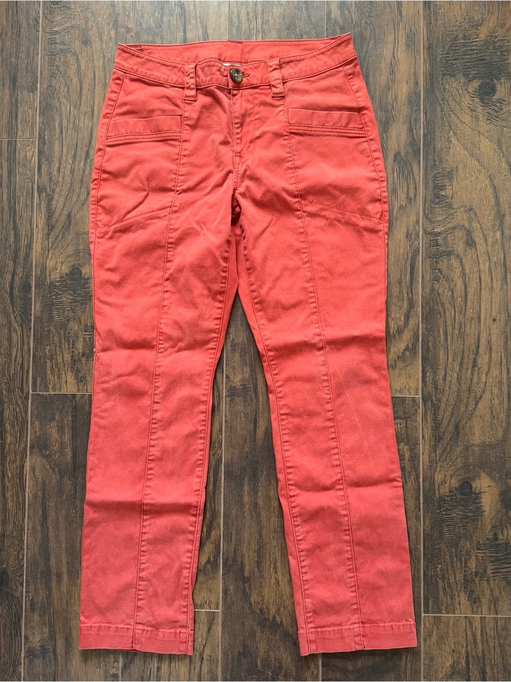 CAbi Size 10 Melon Red Slim Straight Utility Pants